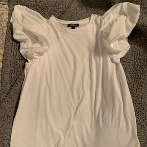 super cute white express puff sleeve shirt!!